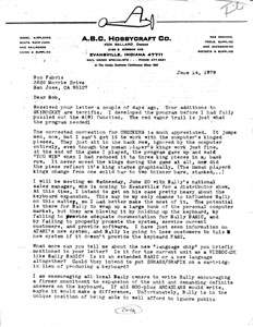 Guy McLimore Letter (6-14-1979)